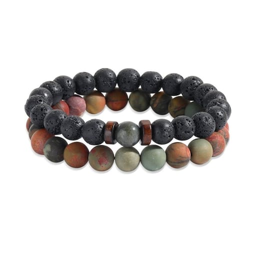 2-in-1 Lava Stone & Picasso Jasper Beads Bracelet