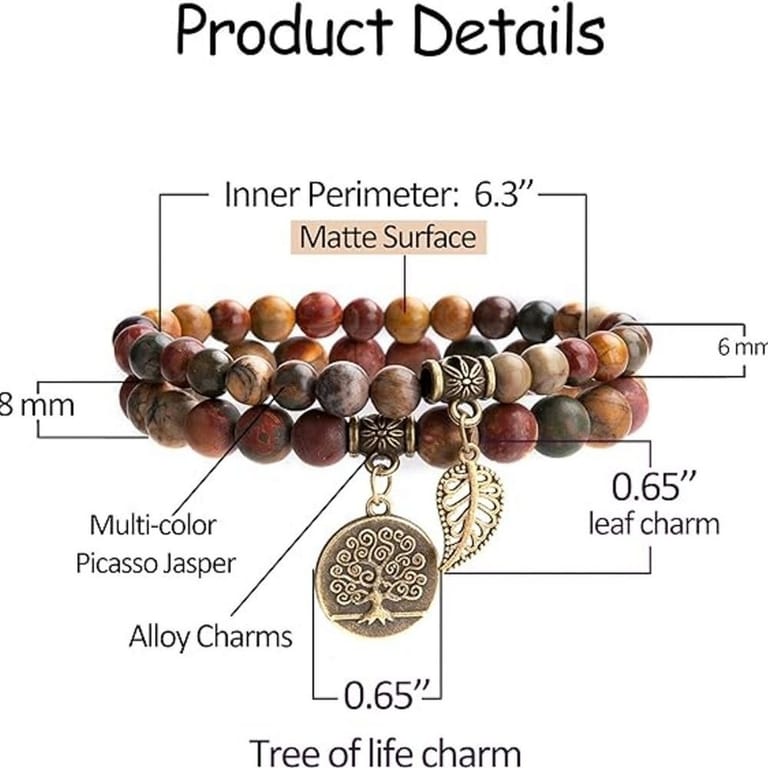 Picasso Jasper Tree of Life Bracelet Set - Image 4