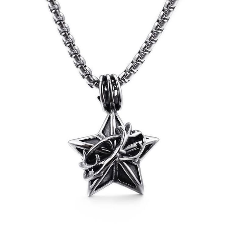 Japanese Design Lucky Star Pendent Titanium Steel Necklace - Image 1