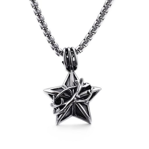 Japanese Design Lucky Star Pendent Titanium Steel Necklace