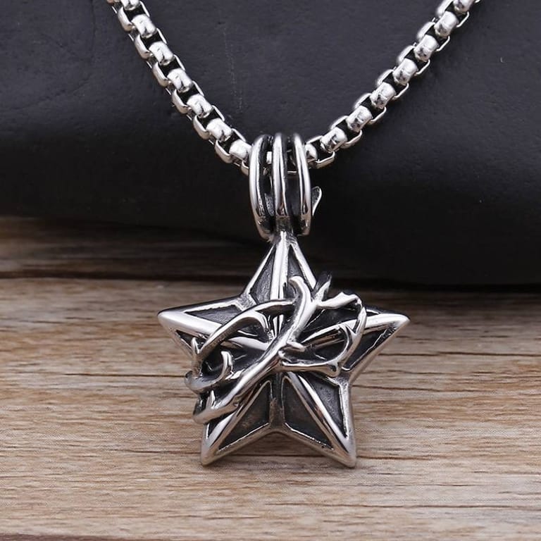 Japanese Design Lucky Star Pendent Titanium Steel Necklace - Image 2