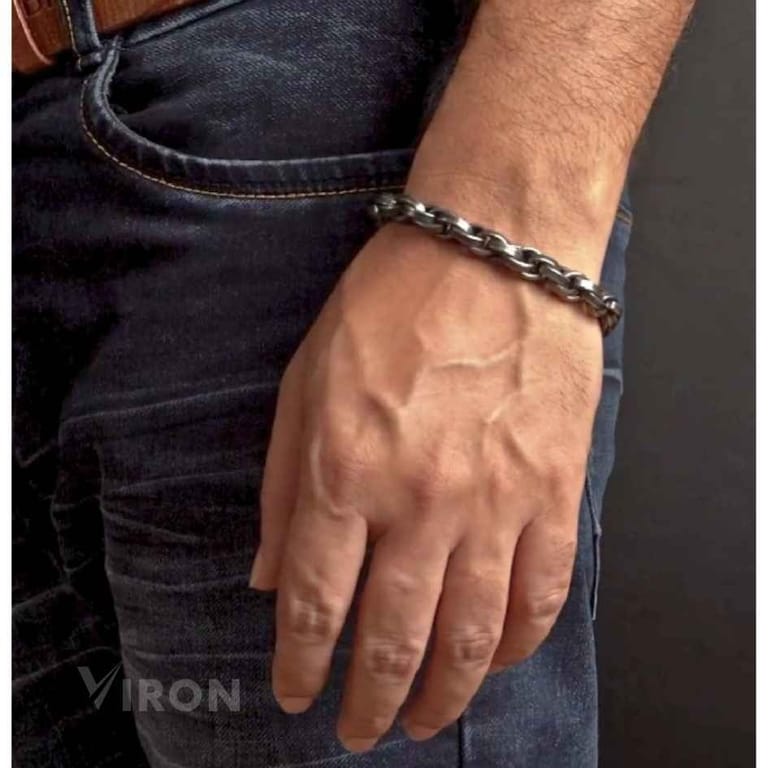 American Retro Black Double Chain Link Bracelet TN-704 - Image 4