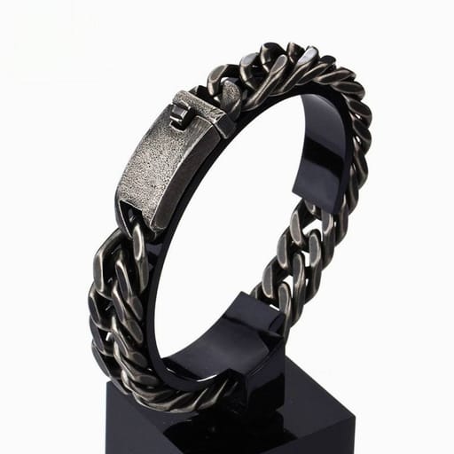Retro Men’s Black Titanium Steel Cuban Bracelet