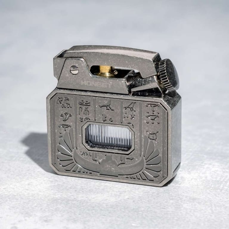 Egyptian Engraved Antique Metal Refillable Lighter - Image 1