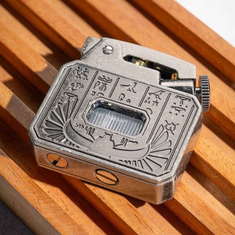 Egyptian Engraved Antique Metal Refillable Lighter - Image 2