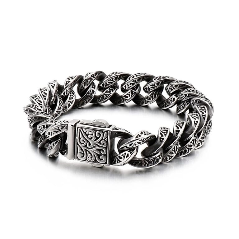 Engraved Cuban Link Bracelet for Men - Image 1