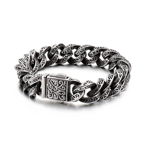 Engraved Cuban Link Bracelet for Men