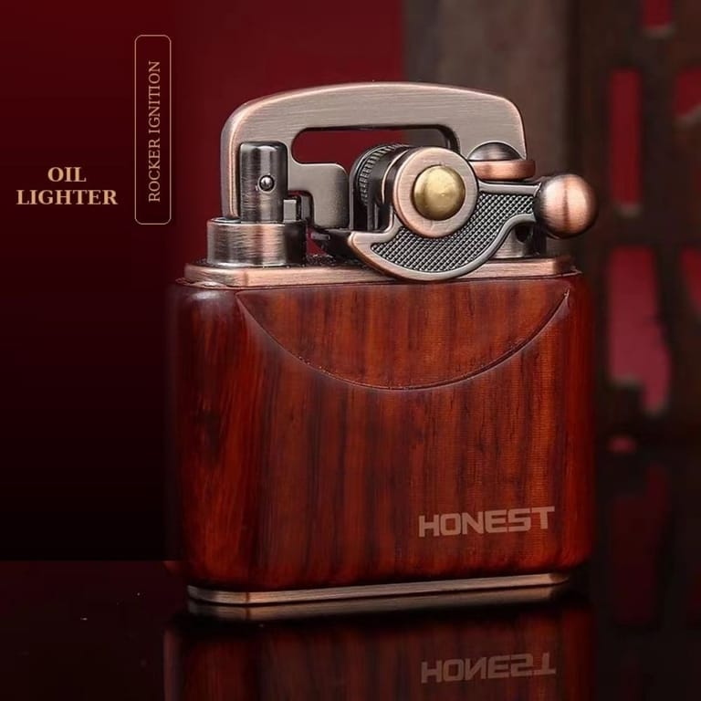 HONEST Wood Grain Refillable Oil Lighter
