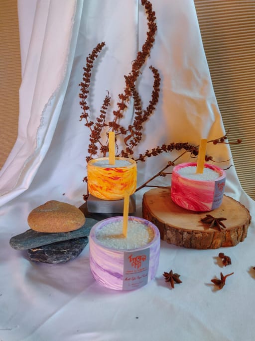 Marble Effect Candle with Lid