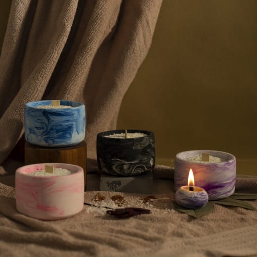 Marble Effect Candle with Lid