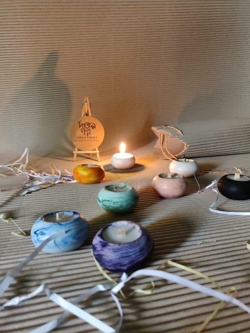 Mini Candle Set – Marble Effect