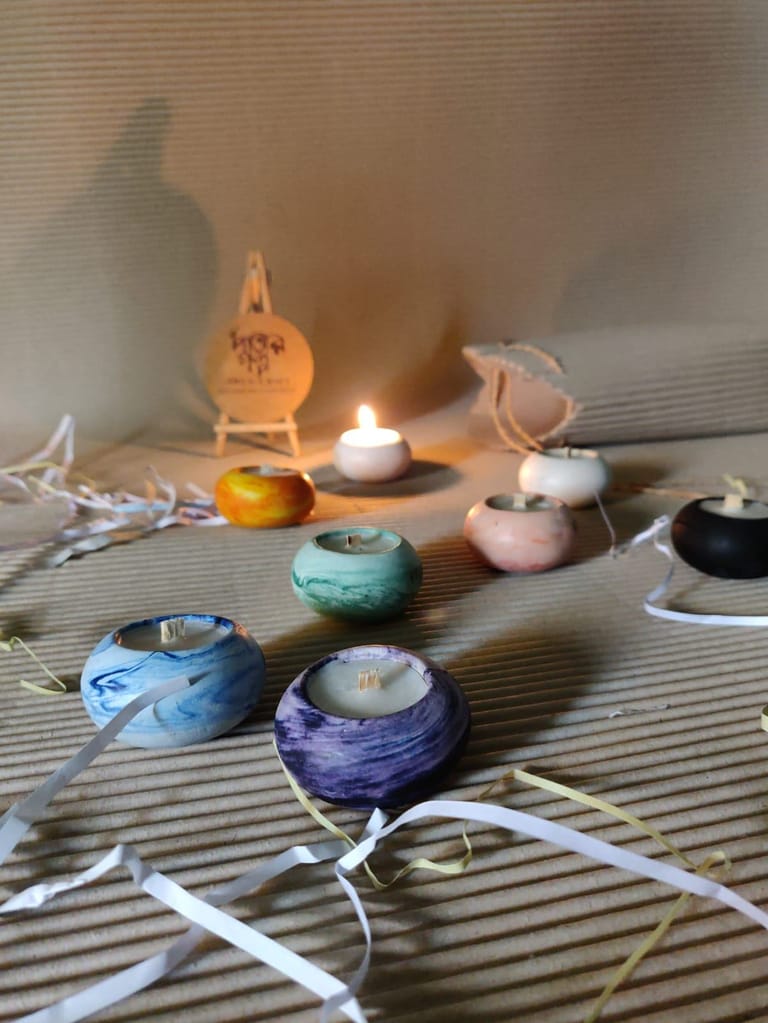 Mini Candle Set – Marble Effect - Image 2