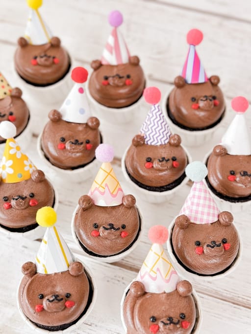 Party Teddy Mini Belgian Chocolate Cupcakes (Box of 12)