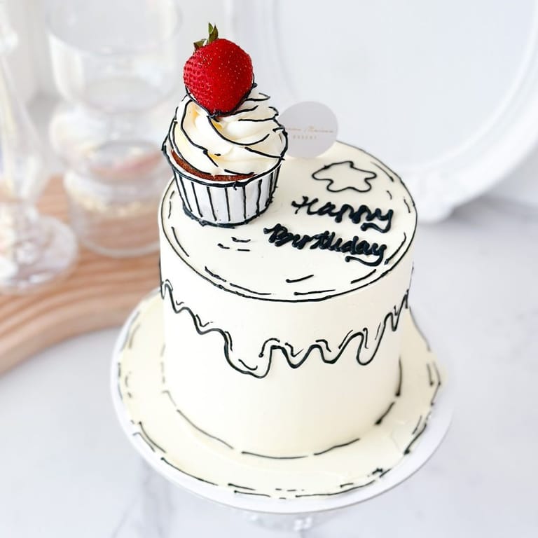 2D Cupcake Comic Cake
