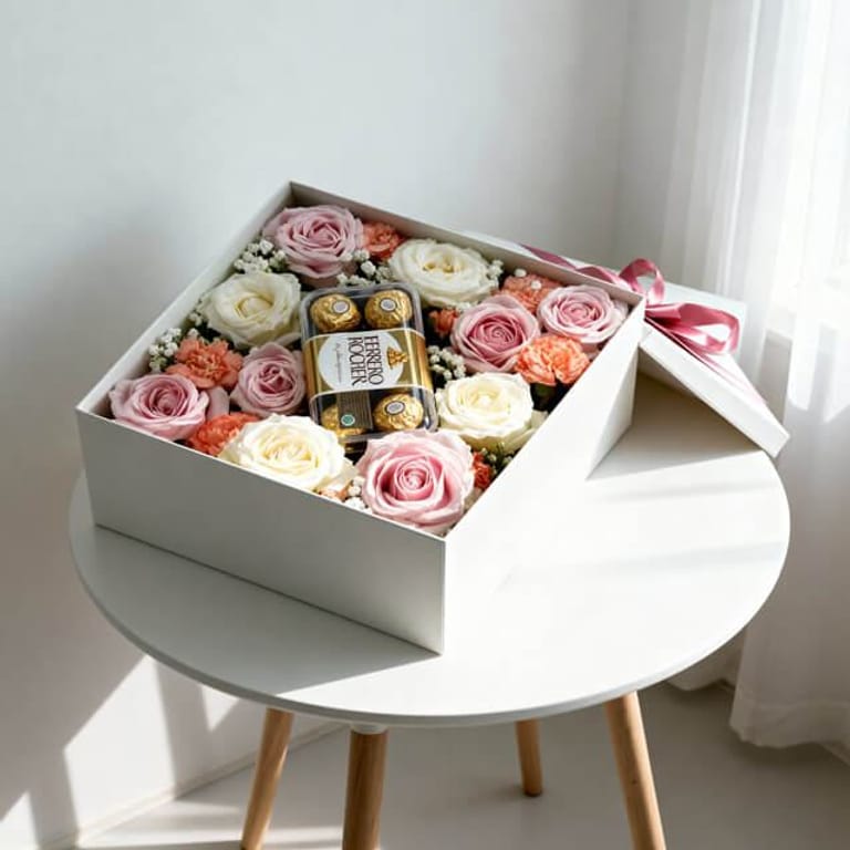 Queen Of Heart - Flower Box with Chocolate - FA22809
