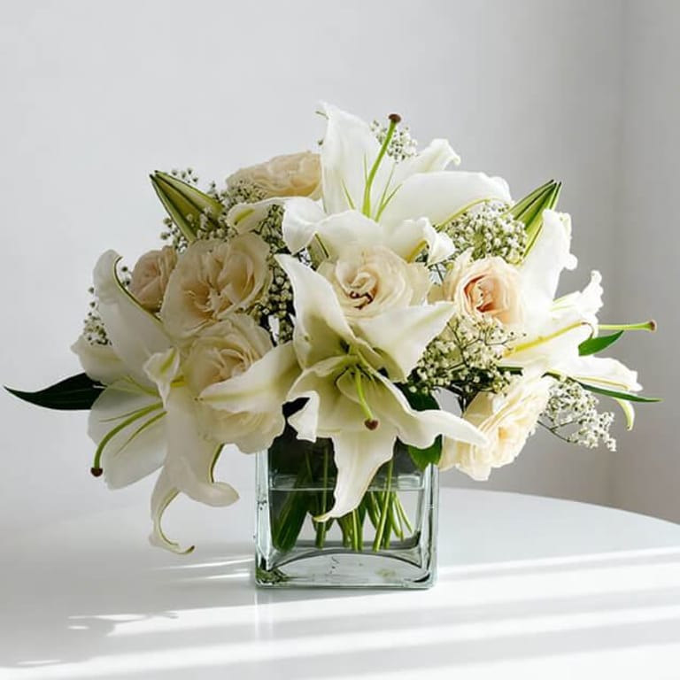 Crystaline Glamour - Luxury White Vase - FA21052 - Image 1