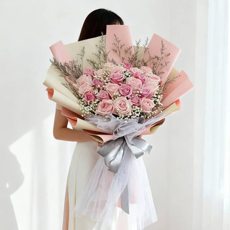 Meredith - Pink and Purple Roses Bouquet - FA21463