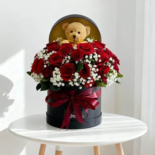 Gracia - Red Roses with Teddy Bear - FA21610