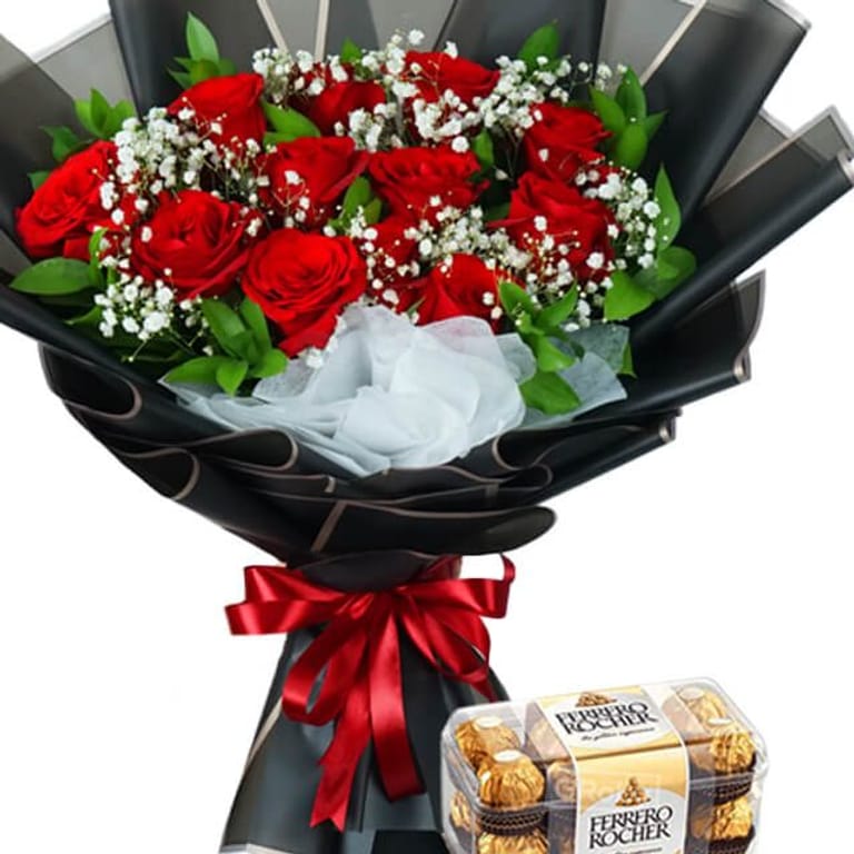 Red Rose Bouquet with Ferrero Rocher - FA26196 - Image 2
