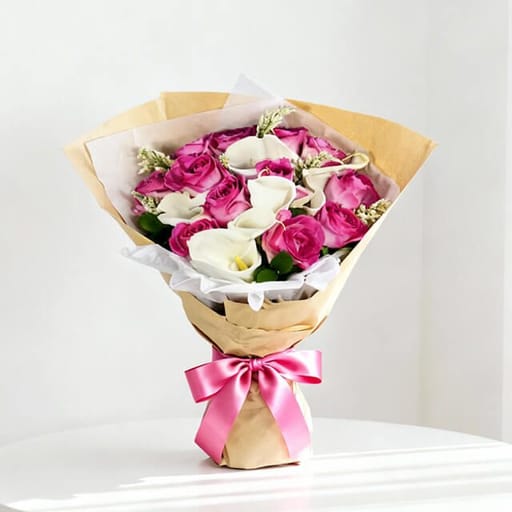 Magnificent Elegance - Lovely Pink White Bouquet - FA15988