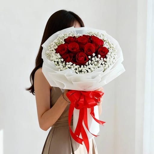 Elegant 10 Red Roses Bouquet - Jacqueline - FA21457