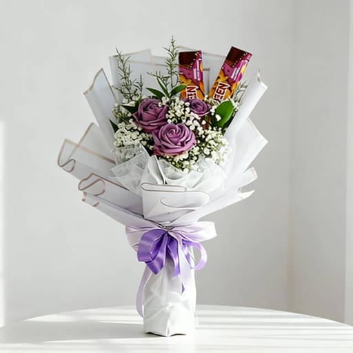 Buket Mawar Ungu dan SilverQueen - Wonder Queen - FA26087