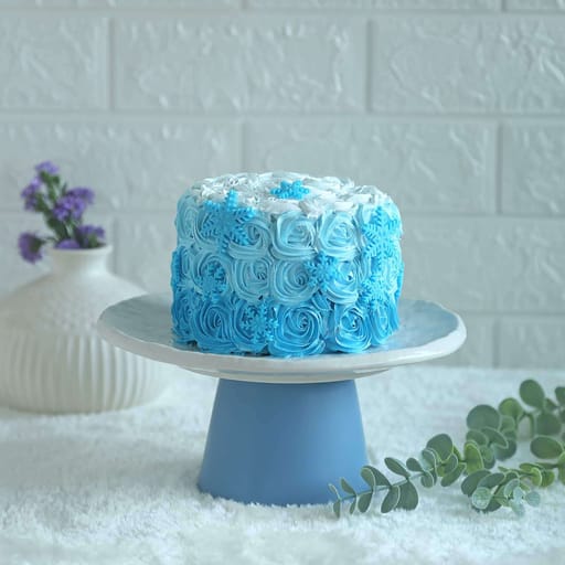 Chocolate Blue  Rosette Cake 1kg (Eggless)