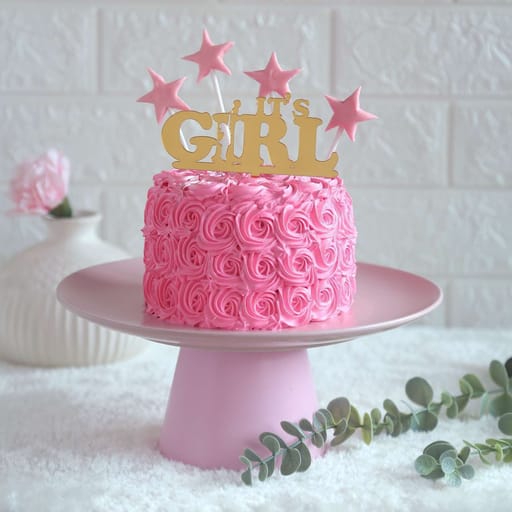 Pink Rosette Chocolate Cake (Eggless)