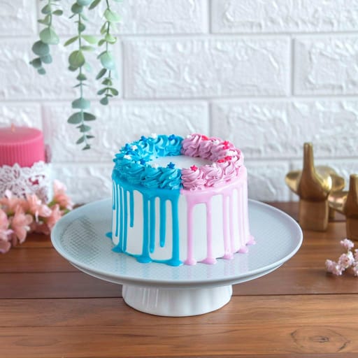 Chocolate Pink And Blue Frosting Cake 1kg (Eggless)