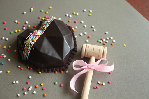Chocolate Heart Pinata Dutch Truffle Hammer Cake (Eggless)