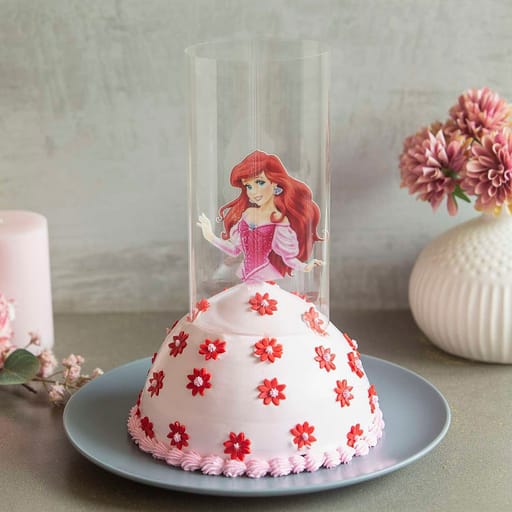 Ariel In Pink Dress Pull Me Up Cake (Eggless)