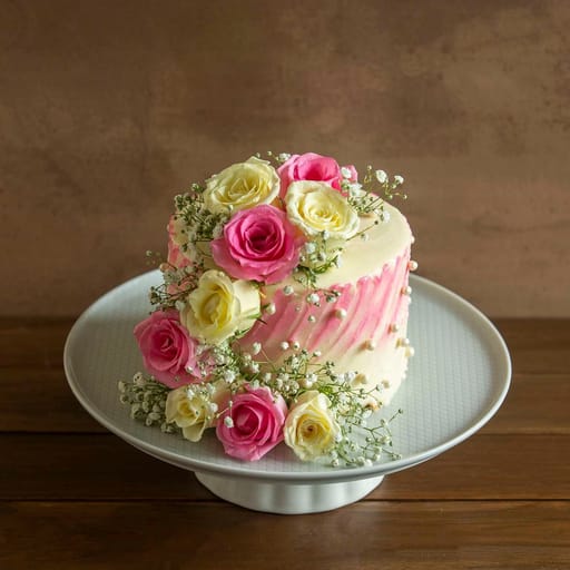 Vanilla Cake With French Vanilla Butter Cream 1kg With Pink