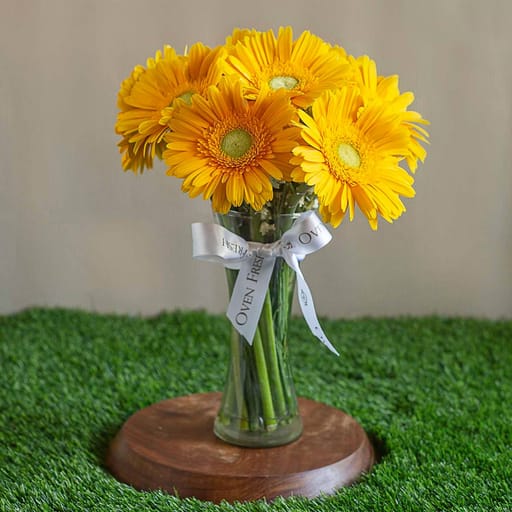 Vase Of Yellow Gerberas