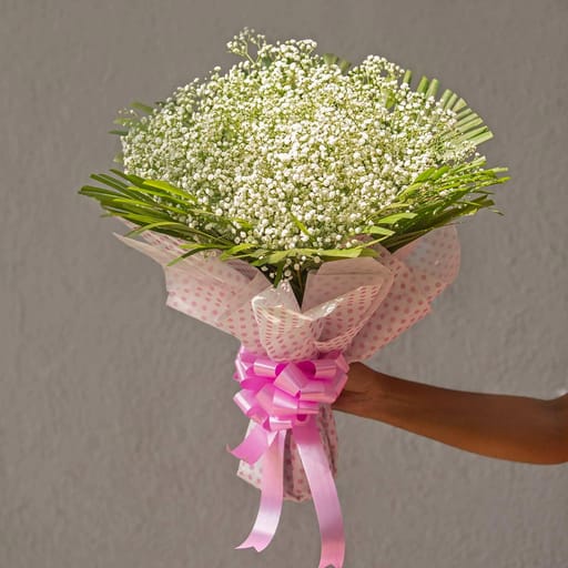 Hand bouquet of gypsophila's