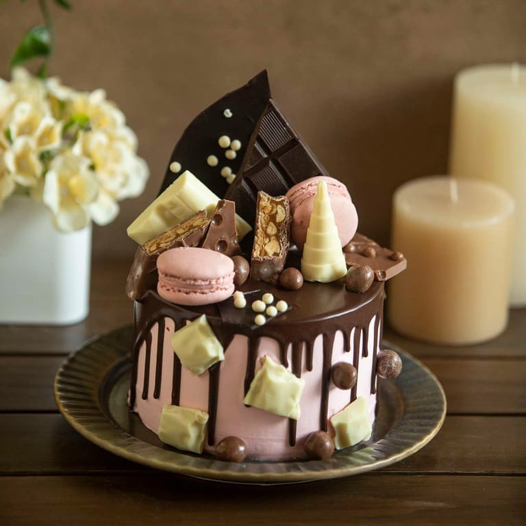 Blissful Overloaded Cake With Dark Chocolate (Eggless) - Image 1