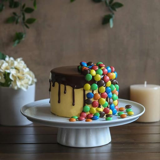 M&amp;M's Overloaded Chocolate Cake (Eggless)