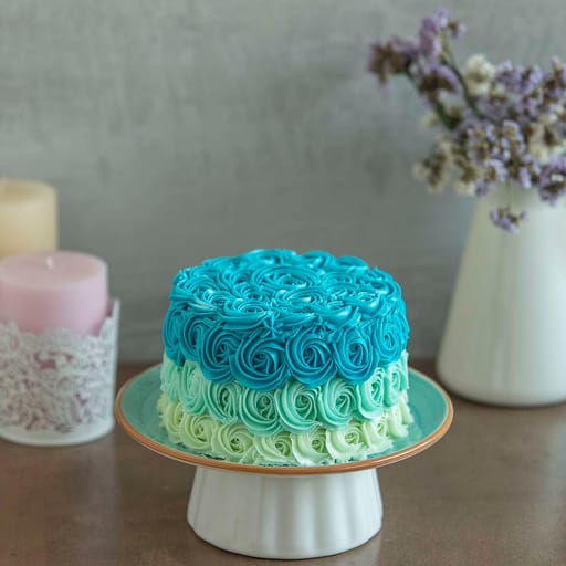 Blue Rosette Rainbow Pinata Cake 1kg (Eggless)