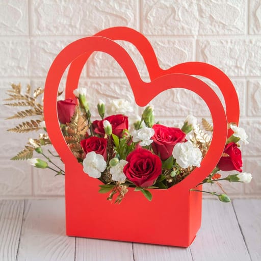 Love Handles Floral Arrangement With Red Rose