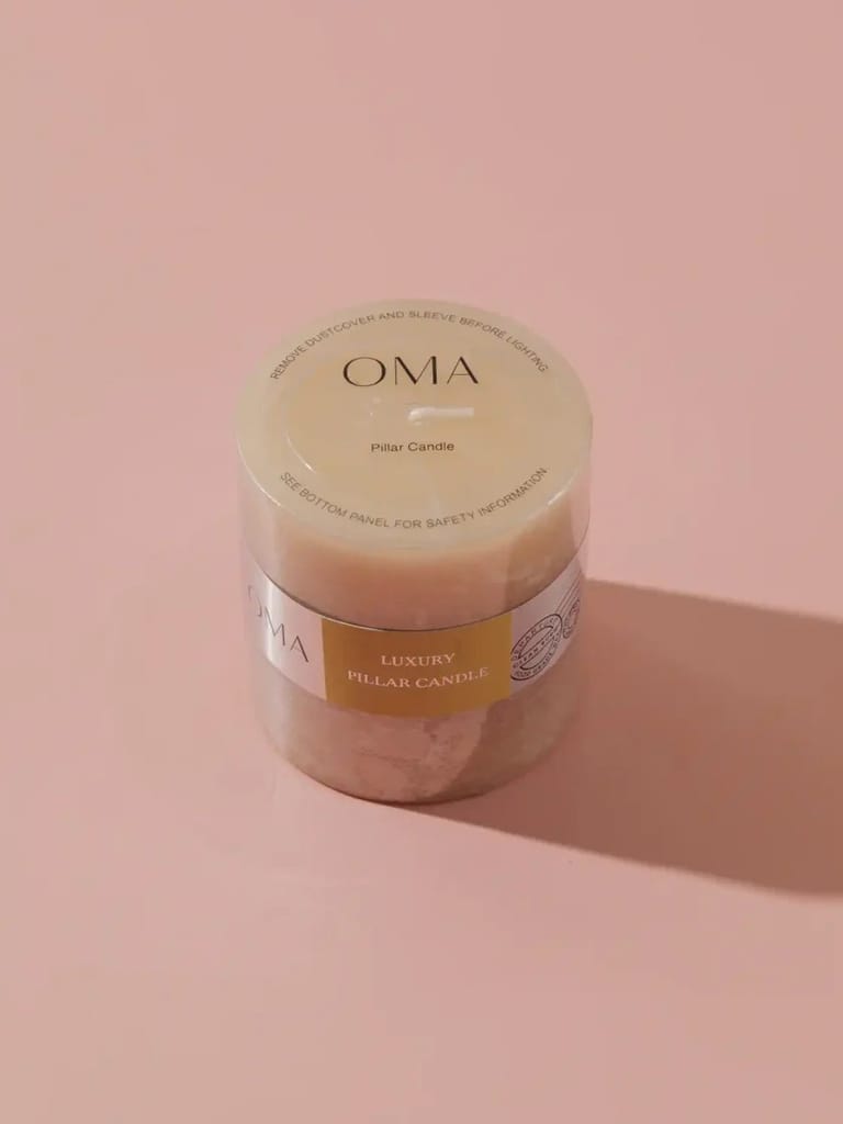 Oma Pillar Candle – Beige - Image 1