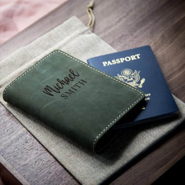  Personalized Leather Passport Holder