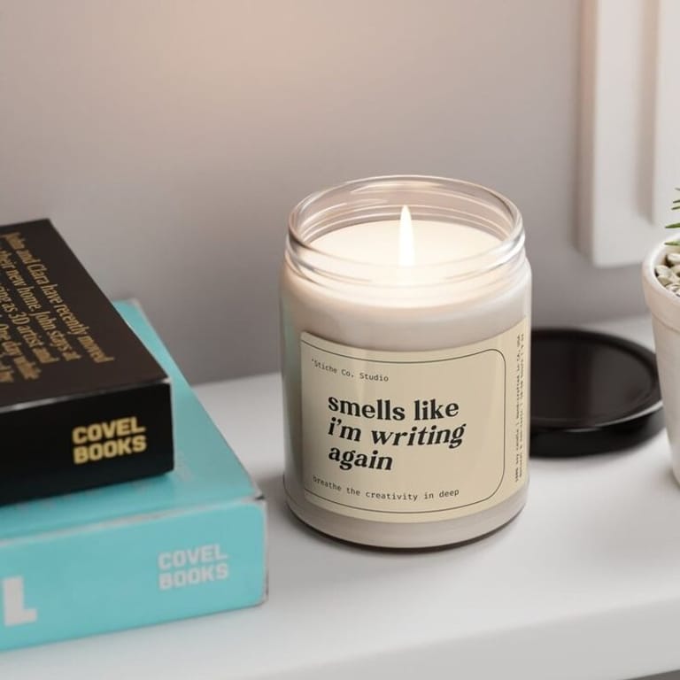 Writer-Themed Candle