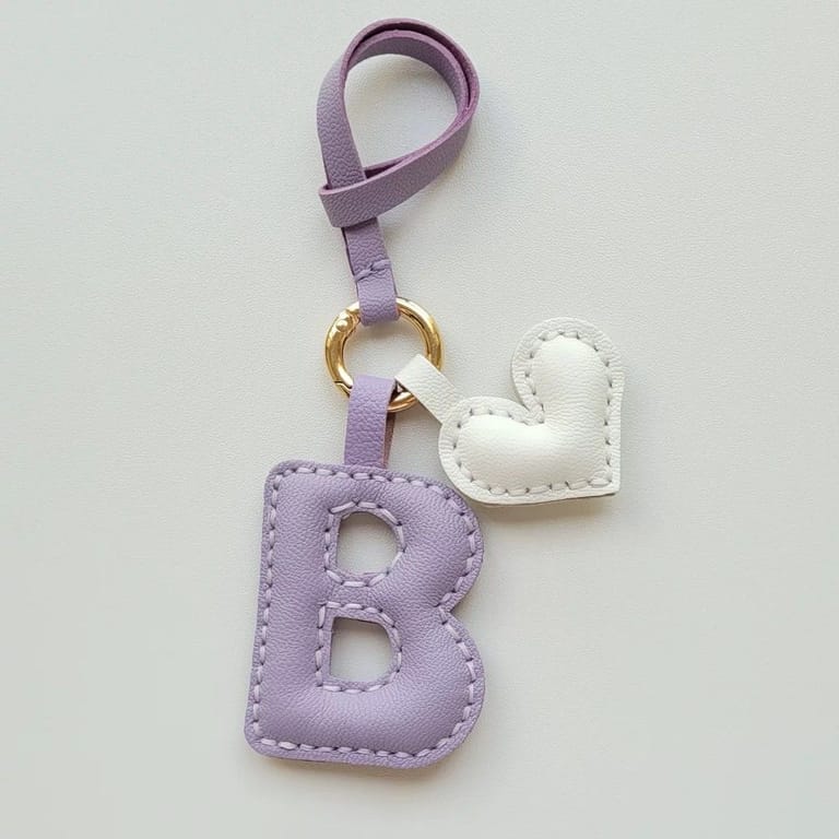 Monogrammed Leather Keychain